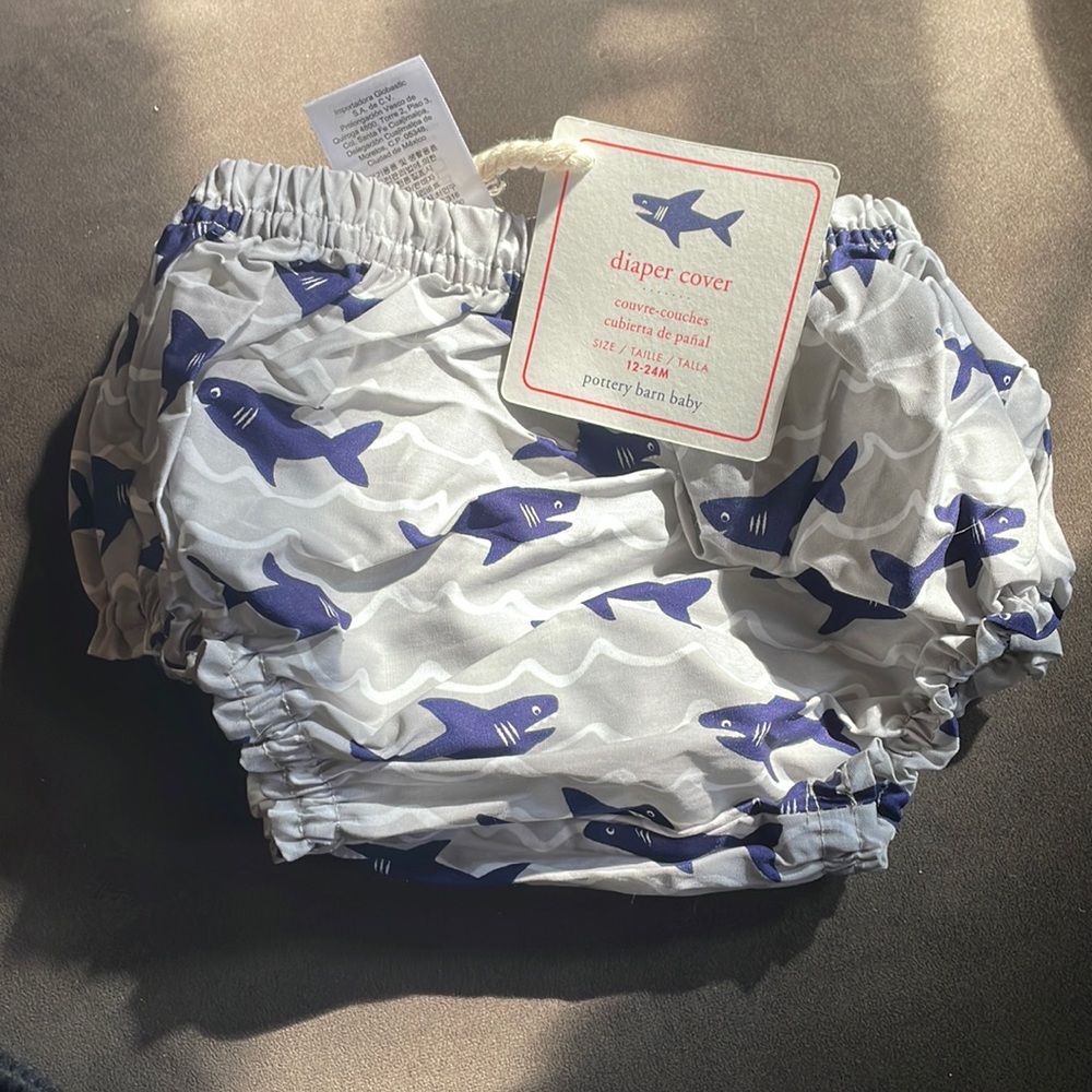 3/$20! NWT POTTERY BARN BABY DIAPER SWIM COVER 12-24 months - shark design